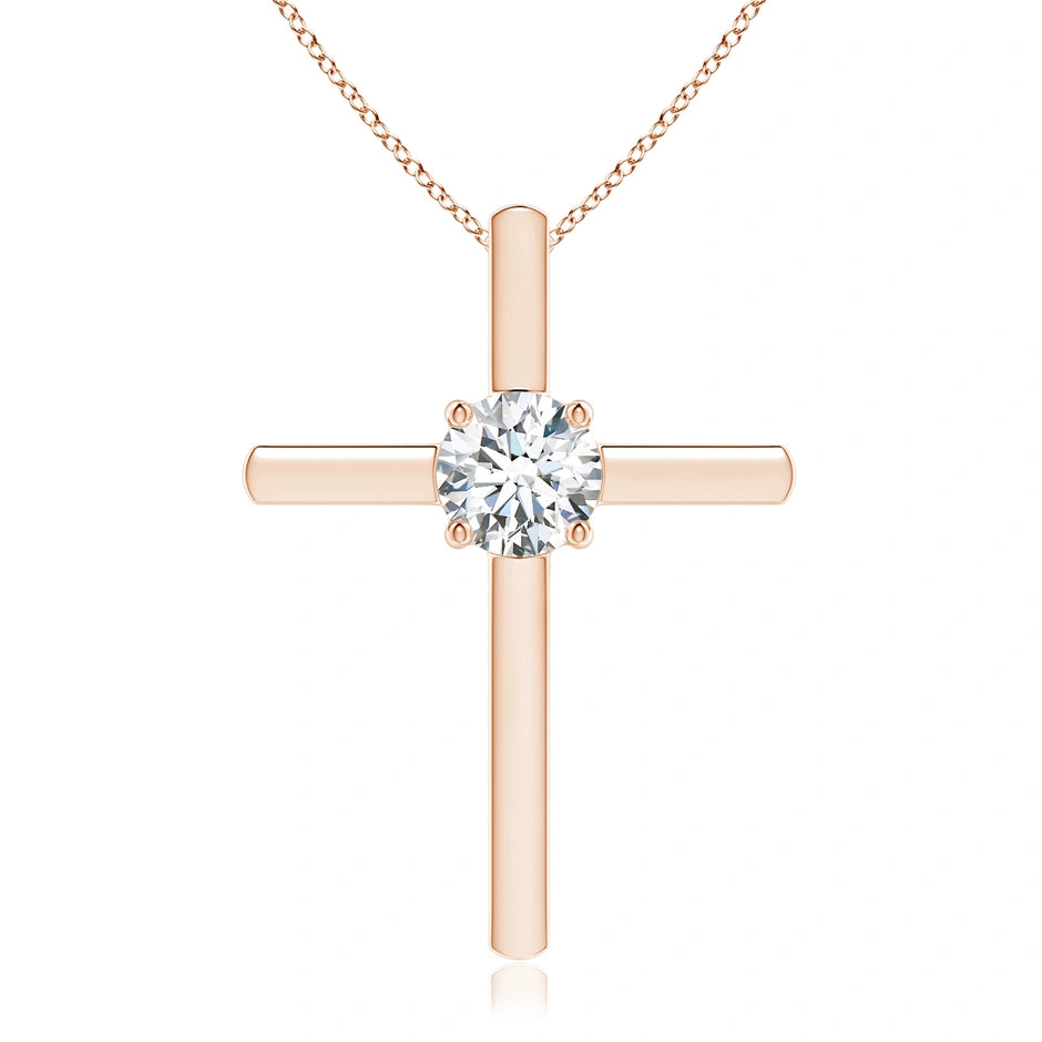 Prong-Set Round Lab-Grown Diamond Solitaire Cross Pendant