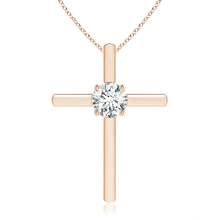 Prong-Set Round Lab-Grown Diamond Solitaire Cross Pendant