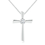 Load image into Gallery viewer, Bezel-Set Solitaire Round Lab-Grown Diamond Cross Pendant
