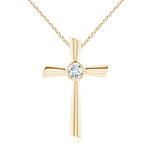 Load image into Gallery viewer, Bezel-Set Solitaire Round Lab-Grown Diamond Cross Pendant
