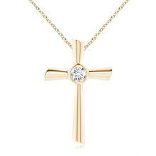 Bezel-Set Solitaire Round Lab-Grown Diamond Cross Pendant