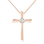 Load image into Gallery viewer, Bezel-Set Solitaire Round Lab-Grown Diamond Cross Pendant
