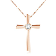 Bezel-Set Solitaire Round Lab-Grown Diamond Cross Pendant
