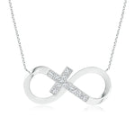 Load image into Gallery viewer, Lab-Grown Pave-Set Diamond Sideways Infinity Cross Pendant
