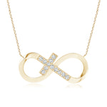 Load image into Gallery viewer, Lab-Grown Pave-Set Diamond Sideways Infinity Cross Pendant
