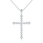 Load image into Gallery viewer, Lab-Grown Floating Round Diamond Dotted Cross Pendant
