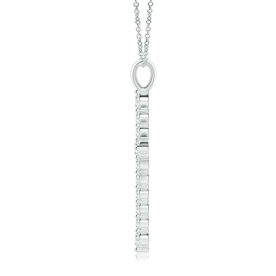 Lab-Grown Floating Round Diamond Dotted Cross Pendant