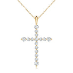 Load image into Gallery viewer, Lab-Grown Floating Round Diamond Dotted Cross Pendant
