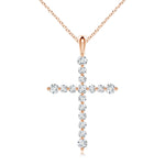 Load image into Gallery viewer, Lab-Grown Floating Round Diamond Dotted Cross Pendant
