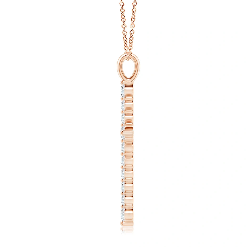 Lab-Grown Floating Round Diamond Dotted Cross Pendant
