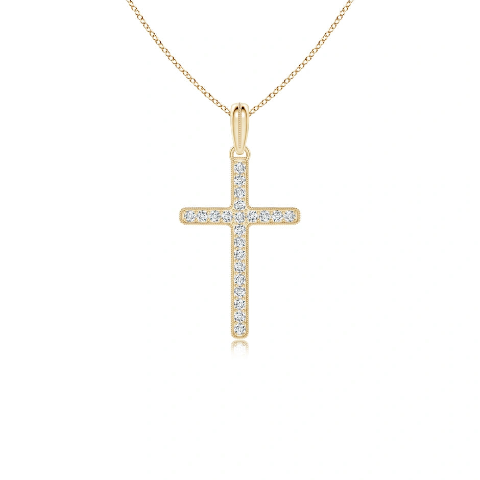 Lab-Grown Milgrain-Edged Diamond Latin Cross Pendant