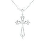 Load image into Gallery viewer, Lab-Grown Diamond Knife-Edged Budded Cross Pendant
