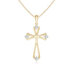 Load image into Gallery viewer, Lab-Grown Diamond Knife-Edged Budded Cross Pendant
