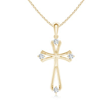 Lab-Grown Diamond Knife-Edged Budded Cross Pendant