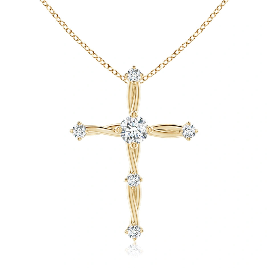 Lab-Grown Diamond Braided Cross Pendant