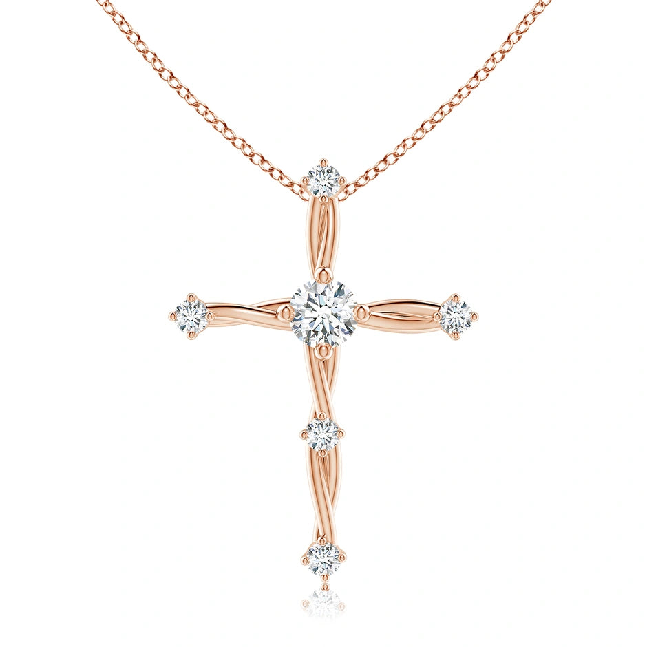 Lab-Grown Diamond Braided Cross Pendant