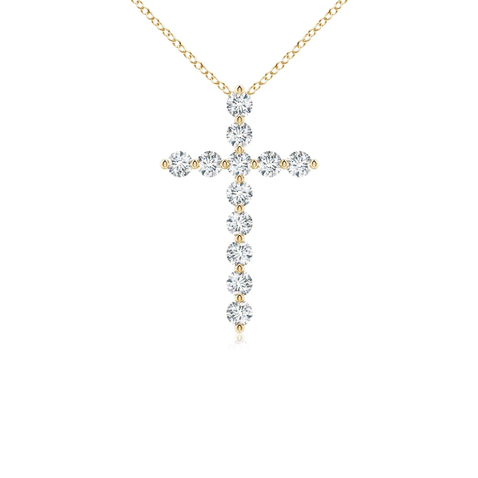 Prong-Set Round Lab-Grown Diamond Cross Pendant