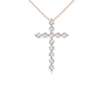 Load image into Gallery viewer, Prong-Set Round Lab-Grown Diamond Cross Pendant
