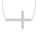 Load image into Gallery viewer, Lab-Grown Prong-Set Diamond Horizontal Cross Pendant
