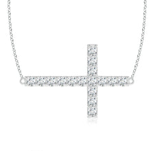 Lab-Grown Prong-Set Diamond Horizontal Cross Pendant