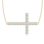 Load image into Gallery viewer, Lab-Grown Prong-Set Diamond Horizontal Cross Pendant
