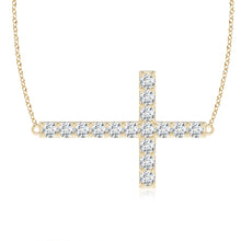 Lab-Grown Prong-Set Diamond Horizontal Cross Pendant
