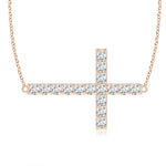 Load image into Gallery viewer, Lab-Grown Prong-Set Diamond Horizontal Cross Pendant
