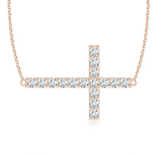 Lab-Grown Prong-Set Diamond Horizontal Cross Pendant