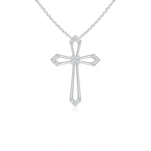 Lab-Grown Pointed Open Cross Pendant with Diamond Accents