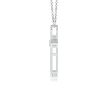 Lab-Grown Pointed Open Cross Pendant with Diamond Accents