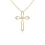 Load image into Gallery viewer, Lab-Grown Pointed Open Cross Pendant with Diamond Accents
