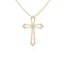 Lab-Grown Pointed Open Cross Pendant with Diamond Accents