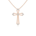 Load image into Gallery viewer, Lab-Grown Pointed Open Cross Pendant with Diamond Accents
