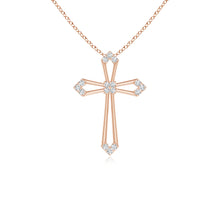 Lab-Grown Pointed Open Cross Pendant with Diamond Accents