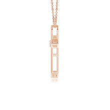 Lab-Grown Pointed Open Cross Pendant with Diamond Accents