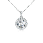 Load image into Gallery viewer, Lab-Grown Round Diamond Dangle Pendant with Halo
