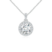Lab-Grown Round Diamond Dangle Pendant with Halo