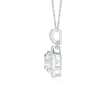 Lab-Grown Round Diamond Dangle Pendant with Halo