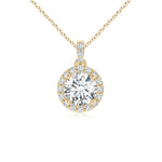Load image into Gallery viewer, Lab-Grown Round Diamond Dangle Pendant with Halo
