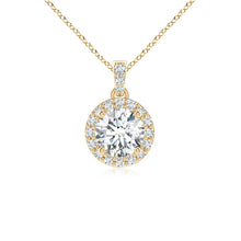 Lab-Grown Round Diamond Dangle Pendant with Halo