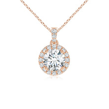 Lab-Grown Round Diamond Dangle Pendant with Halo