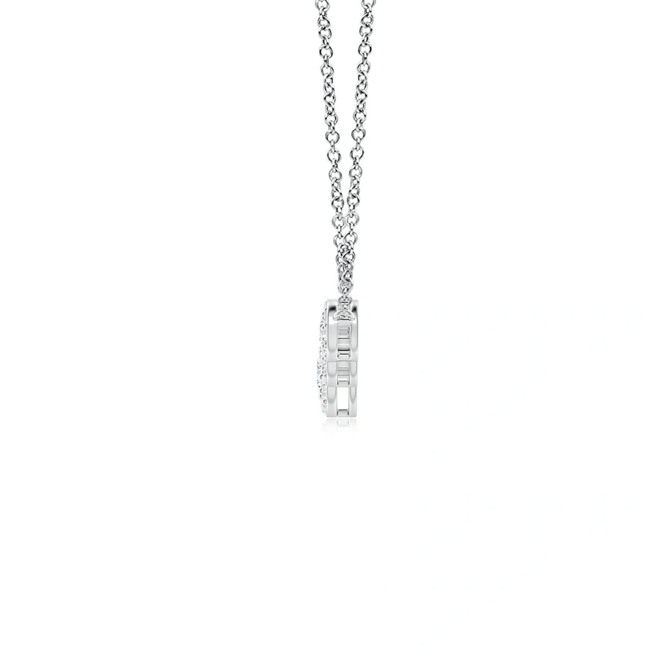 Lab-Grown Graduated Five Stone Diamond Halo Necklace