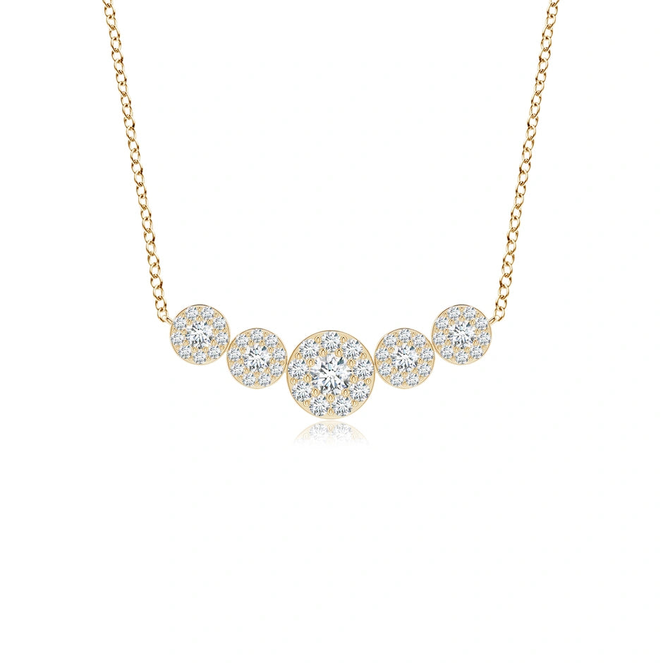 Lab-Grown Graduated Five Stone Diamond Halo Necklace