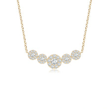 Lab-Grown Graduated Five Stone Diamond Halo Necklace