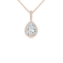 Lab-Grown Diamond Teardrop Pendant with Halo