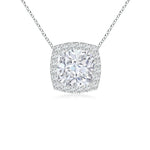 Load image into Gallery viewer, Vintage Inspired Cushion Lab-Grown Diamond Halo Pendant
