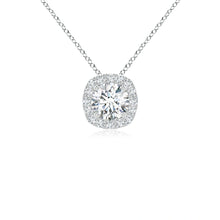 Lab-Grown Round Diamond Cushion Halo Pendant