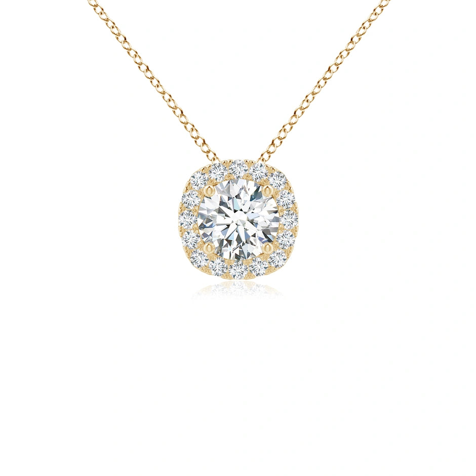 Lab-Grown Round Diamond Cushion Halo Pendant