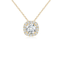 Lab-Grown Round Diamond Cushion Halo Pendant