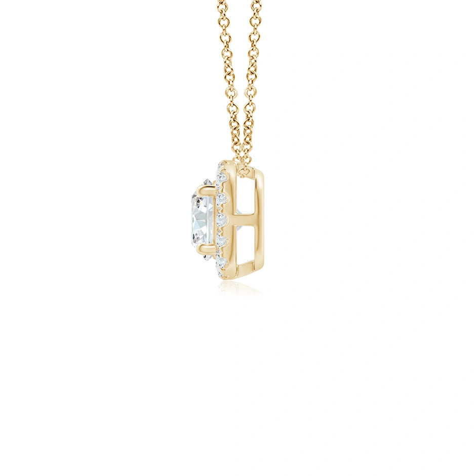 Lab-Grown Round Diamond Cushion Halo Pendant